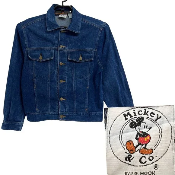 Vintage 80s Mickey BY J.G Hook men's jean jacket Mickey embroidery sequined size